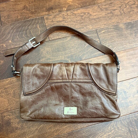 Guess Marciano Cassie Chocolate Leather Shoulder Bag with Chain Detail - Picture 4 of 13